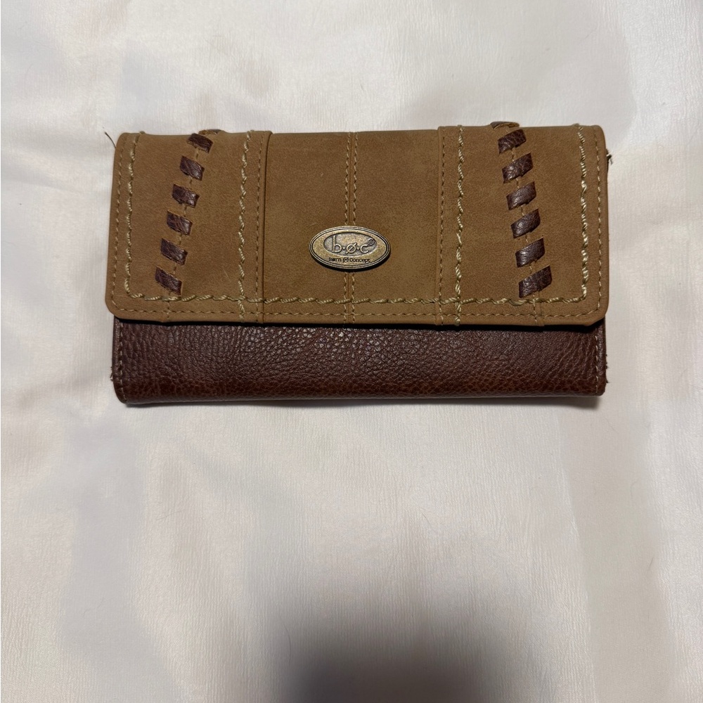 B.O.C Born Concept Leather Trifold Wallet Brown Tan